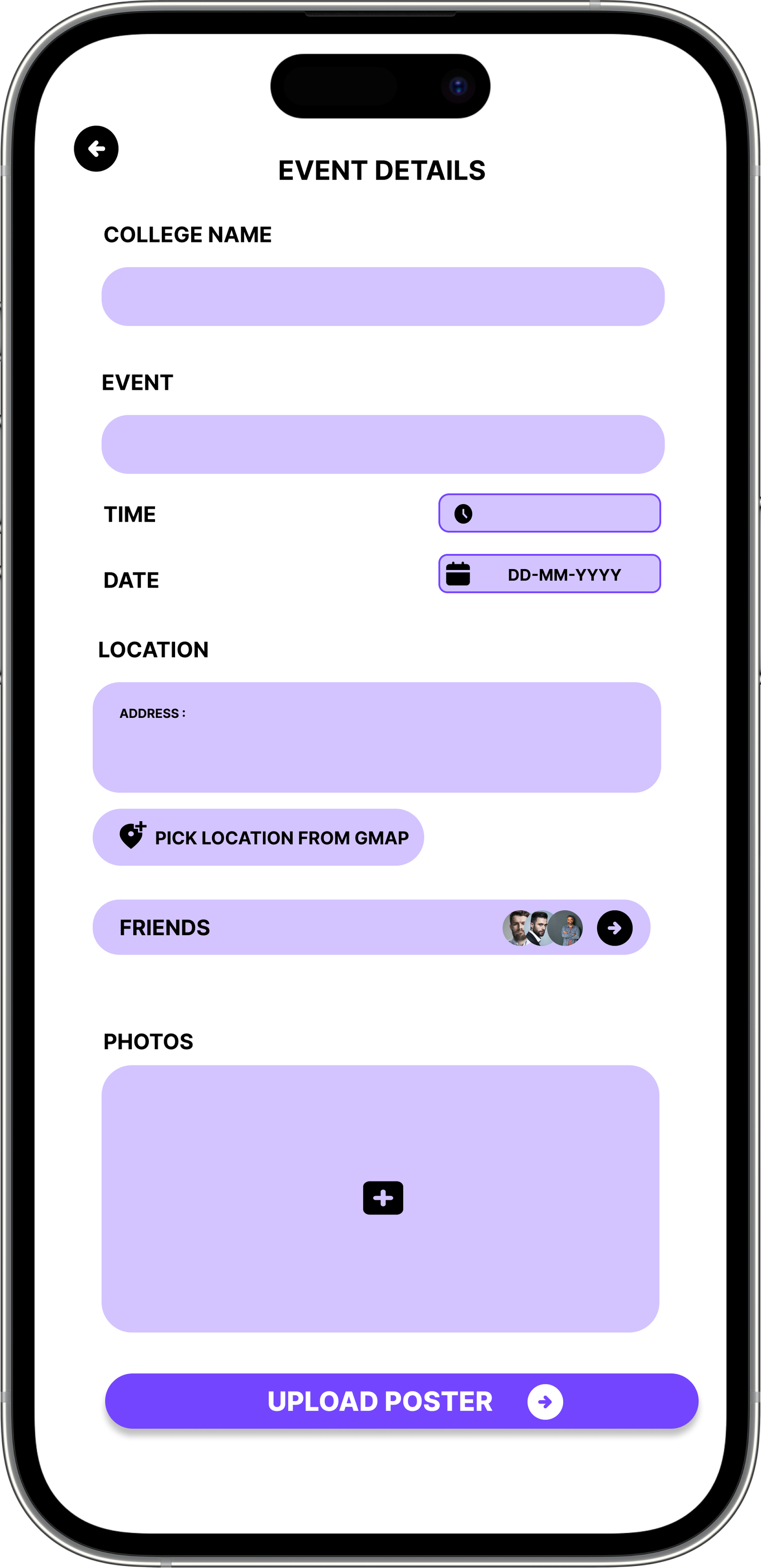 Create an event screen
