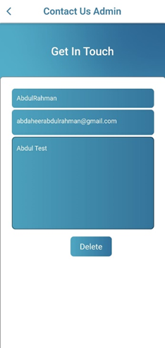Contact us screen